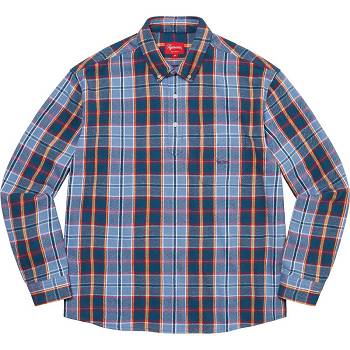 Camasa Supreme Pullover Plaid Flannel Albastri | RO211JJ