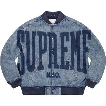 Geaca Supreme Washed Knockout Denim Varsity Bleumarin | RO154SO