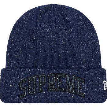 Palarie Supreme New Era® Metallic Arc Beanie Bleumarin | RO446KI