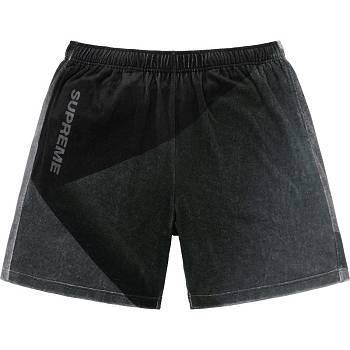 Pantaloni Scurti Supreme Geo Velour Negrii | RO228IS