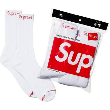 Sosete Supreme Hanes® Crew Socks (4 Pack) Albi | RO487UT